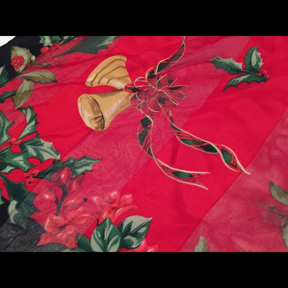 Lenox floral stripe Christmas pattern silk scarf - Picture 5 of 6